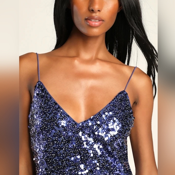 Lulus Force Of Fashion Royal Blue Backless Sequin Mini Dress - Size S - Picture 4 of 7
